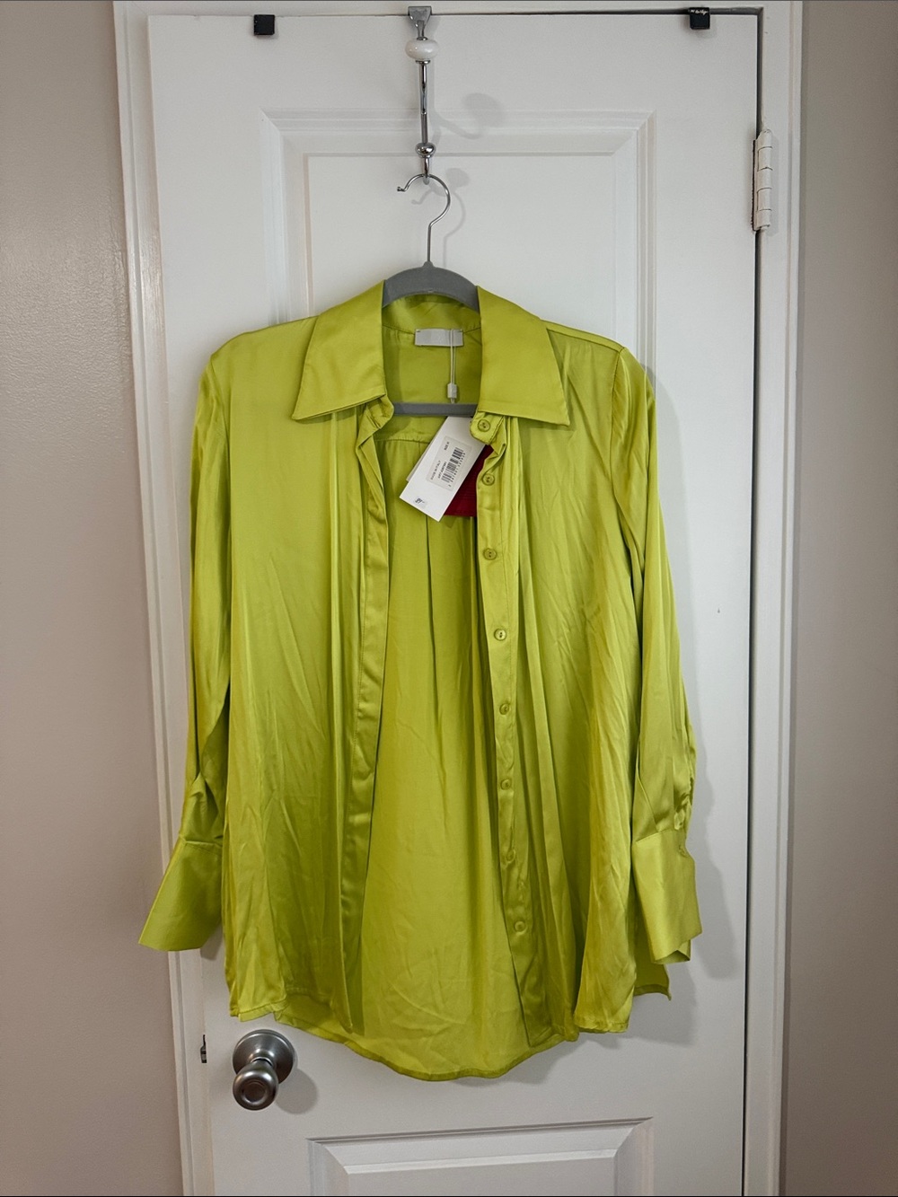 Womens Lime Green Button-Up Shirt